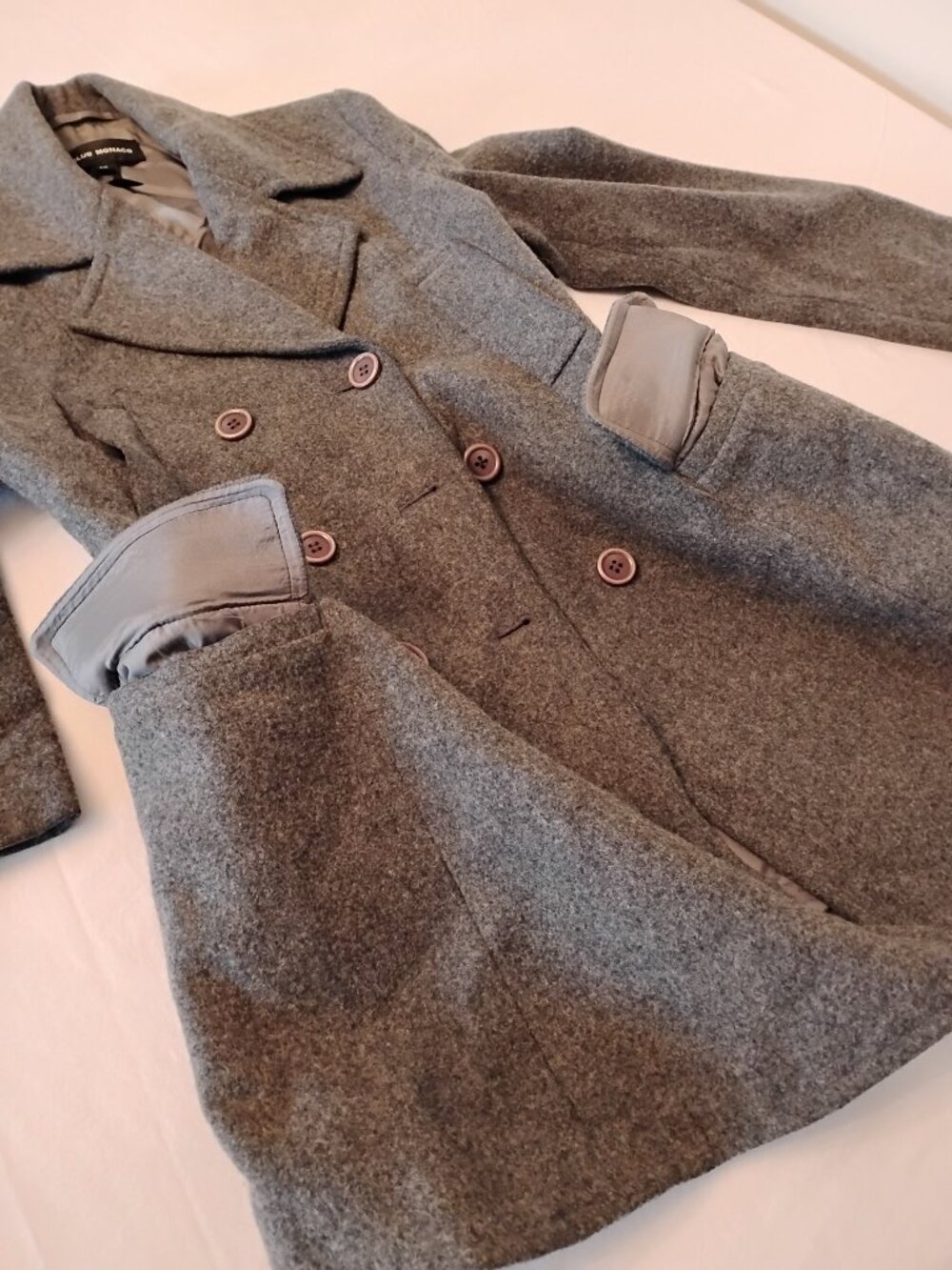 Club Monaco Women’s Wool Blend Double Breasted Military Coat Grey Small
